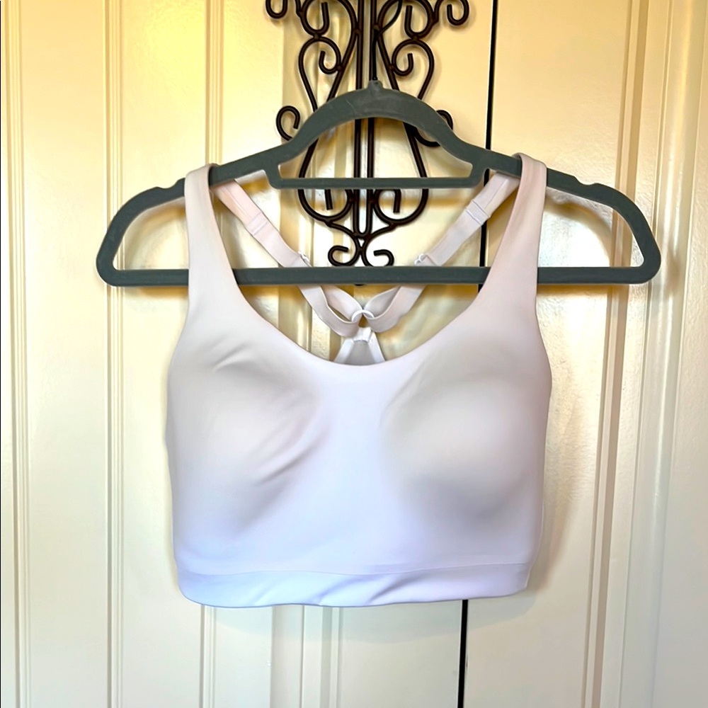 Athleta White Sports Bra with Racerback and Wide Straps